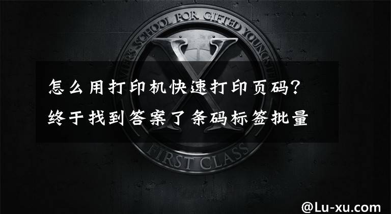 怎么用打印机快速打印页码？终于找到答案了条码标签批量打印软件中如何设置页码及页码效果