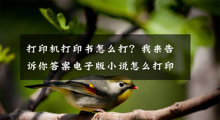 打印机打印书怎么打?我来告诉你答案电子版小说怎么打印出来