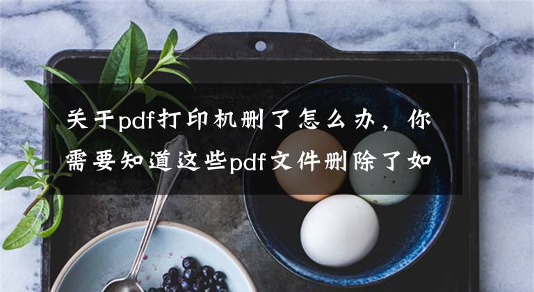 关于pdf打印机删了怎么办，你需要知道这些pdf文件删除了如何恢复？