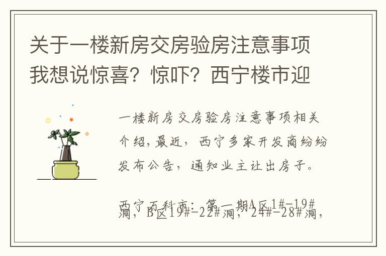 关于一楼新房交房验房注意事项我想说惊喜?惊吓?西宁楼市迎交房潮 业主如何验房收房?