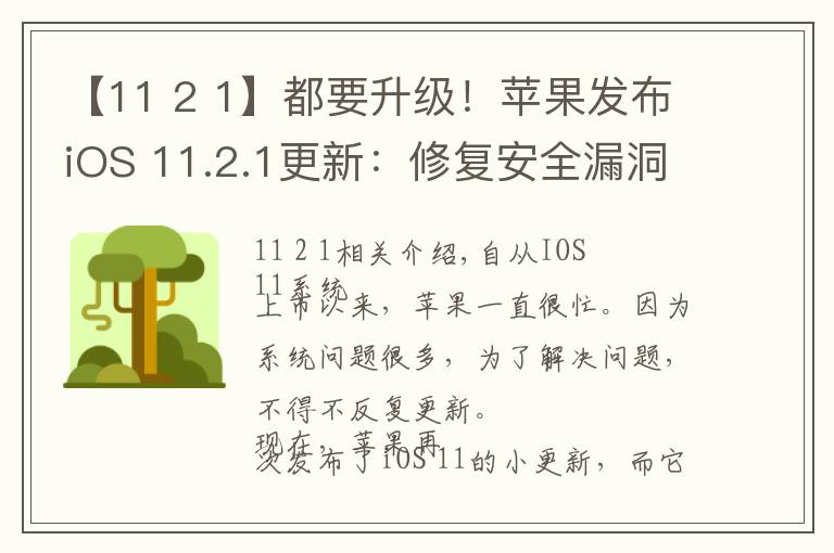 【11 2 1】都要升级!苹果发布iOS 11.2.1更新:修复安全漏洞