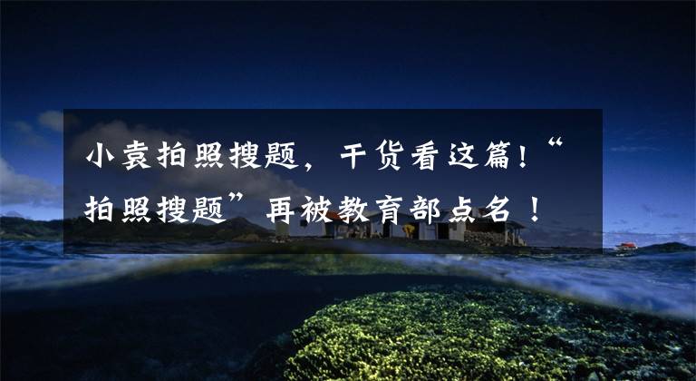 小袁拍照搜题，干货看这篇!“拍照搜题”再被教育部点名！部分APP已经更名
