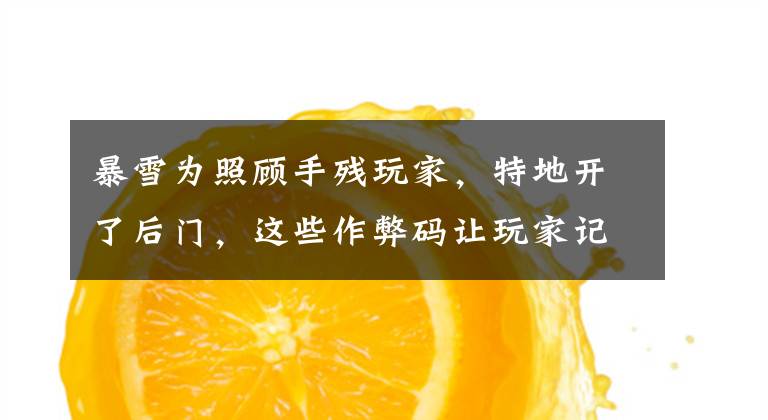 暴雪为照顾手残玩家,特地开了后门,这些作弊码让玩家记了20年!