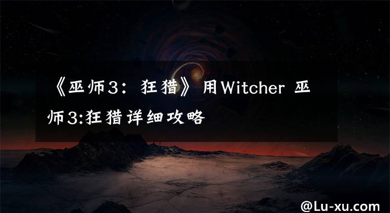 《巫师3:狂猎》用Witcher 巫师3:狂猎详细攻略