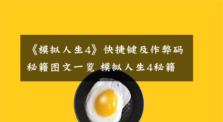 《模拟人生4》快捷键及作弊码秘籍图文一览 模拟人生4秘籍使用方法