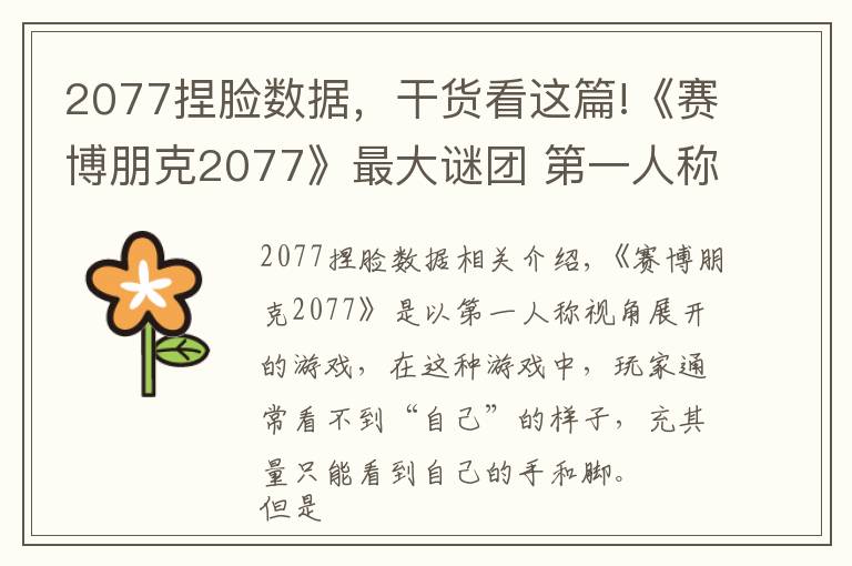 2077捏脸数据,干货看这篇!《赛博朋克2077》最大谜团 第一人称还捏脸干什么?