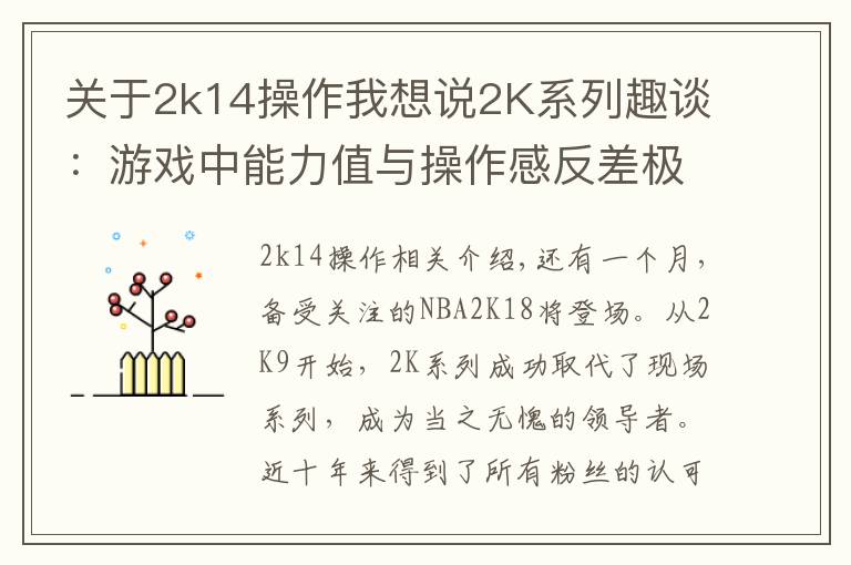 关于2k14操作我想说2K系列趣谈:游戏中能力值与操作感反差极大的球员!