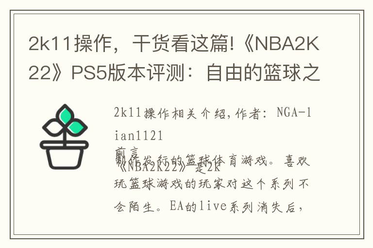 2k11操作,干货看这篇!《NBA2K22》PS5版本评测:自由的篮球之城 合格的系列续作