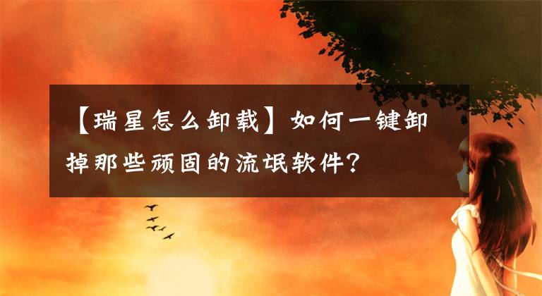 【瑞星怎么卸载】如何一键卸掉那些顽固的流氓软件？