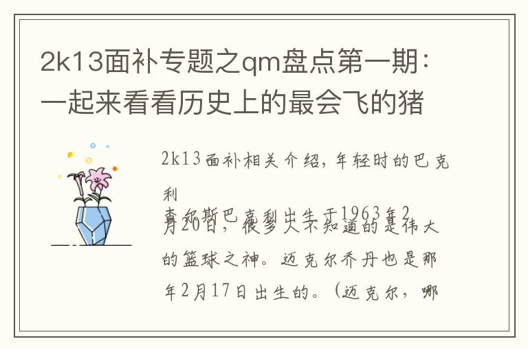 2k13面补专题之qm盘点第一期:一起来看看历史上的最会飞的猪,查尔斯巴克利