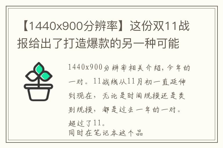 【1440x900分辨率】这份双11战报给出了打造爆款的另一种可能