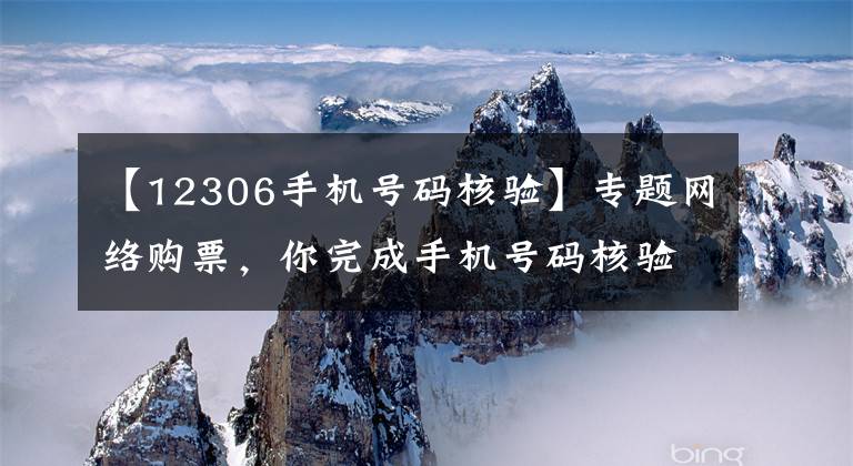 【12306手机号码核验】专题网络购票，你完成手机号码核验了吗？