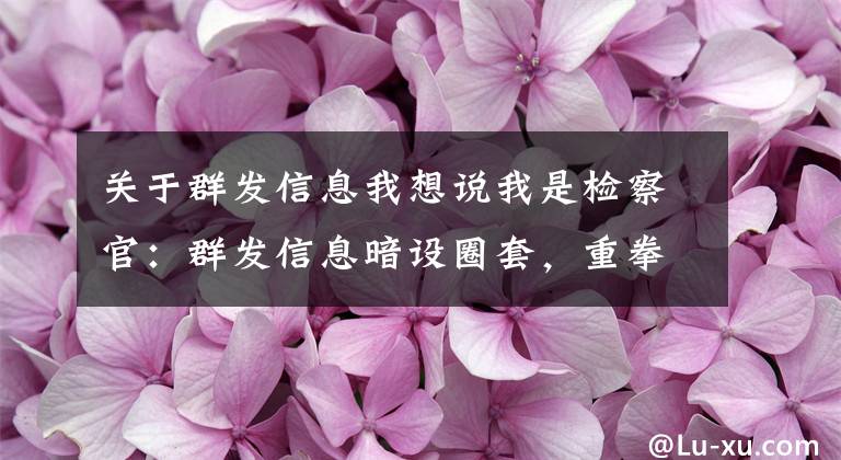 关于群发信息我想说我是检察官:群发信息暗设圈套,重拳打击黑灰产业