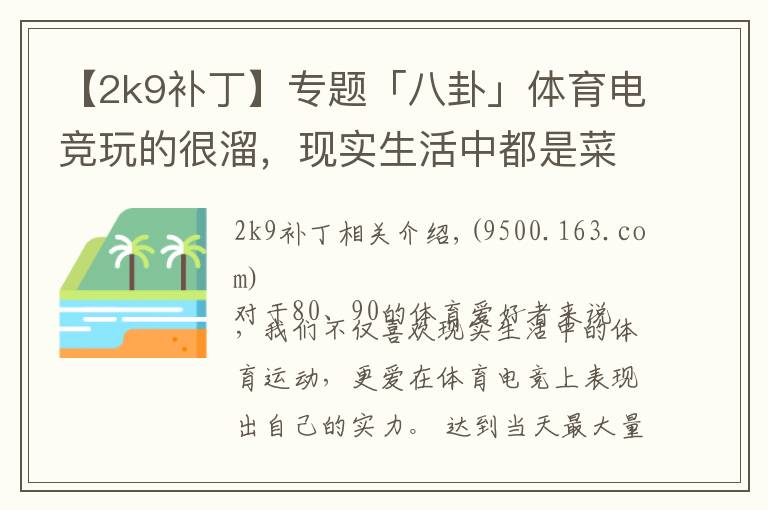 【2k9补丁】专题「八卦」体育电竞玩的很溜,现实生活中都是菜B?