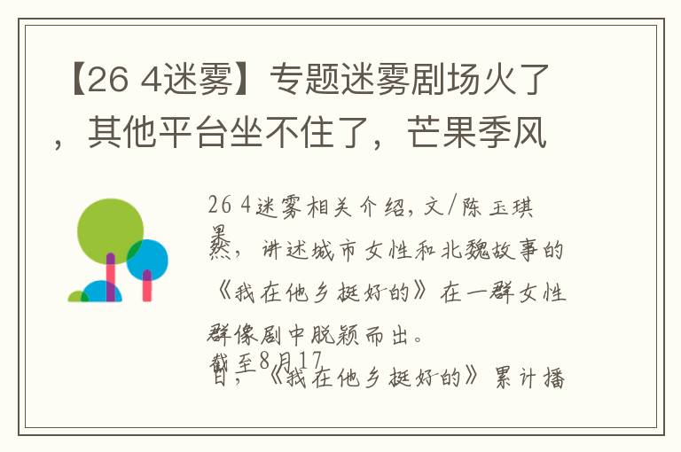 【26 4迷雾】专题迷雾剧场火了,其他平台坐不住了,芒果季风剧场能成下一个爆款?