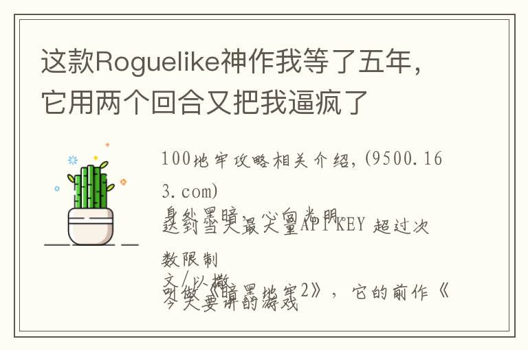 这款Roguelike神作我等了五年,它用两个回合又把我逼疯了