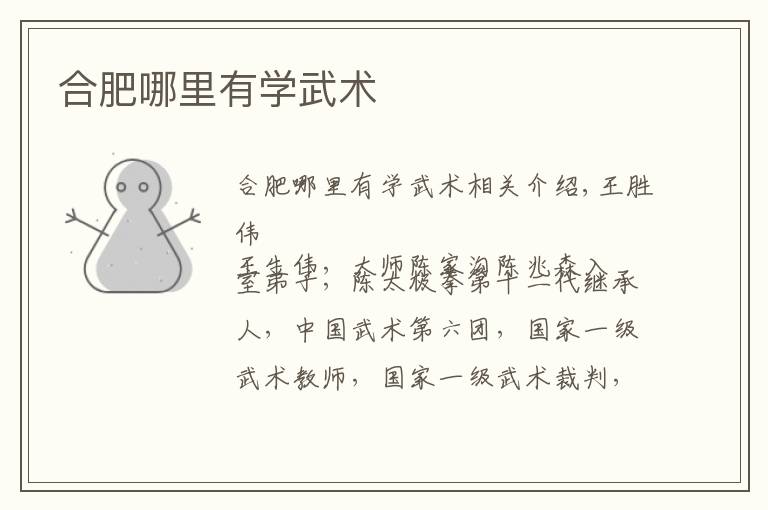 合肥哪里有学武术