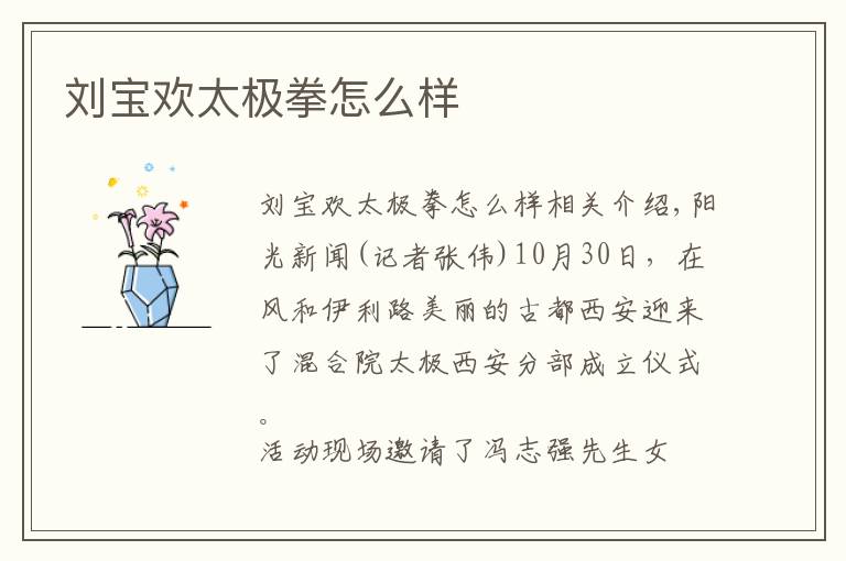 刘宝欢太极拳怎么样