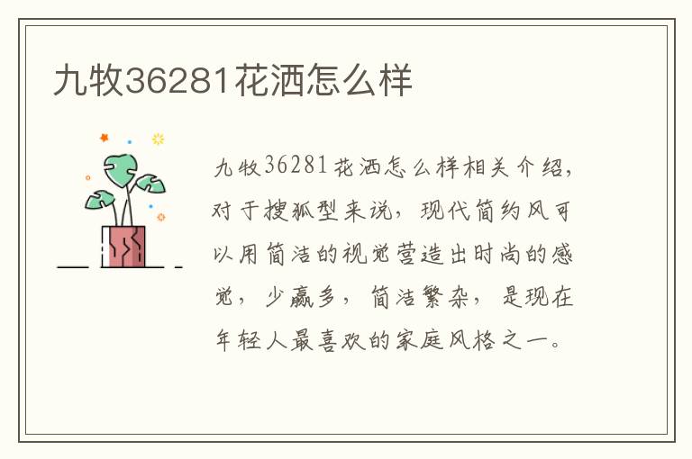 九牧36281花洒怎么样