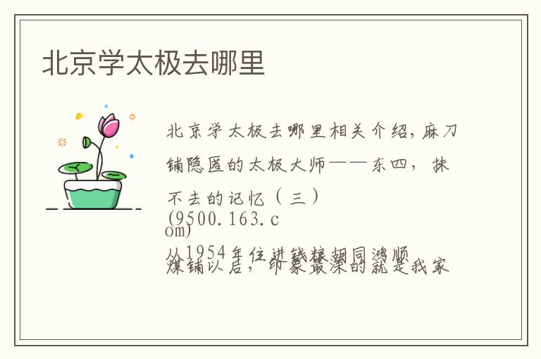 北京学太极去哪里