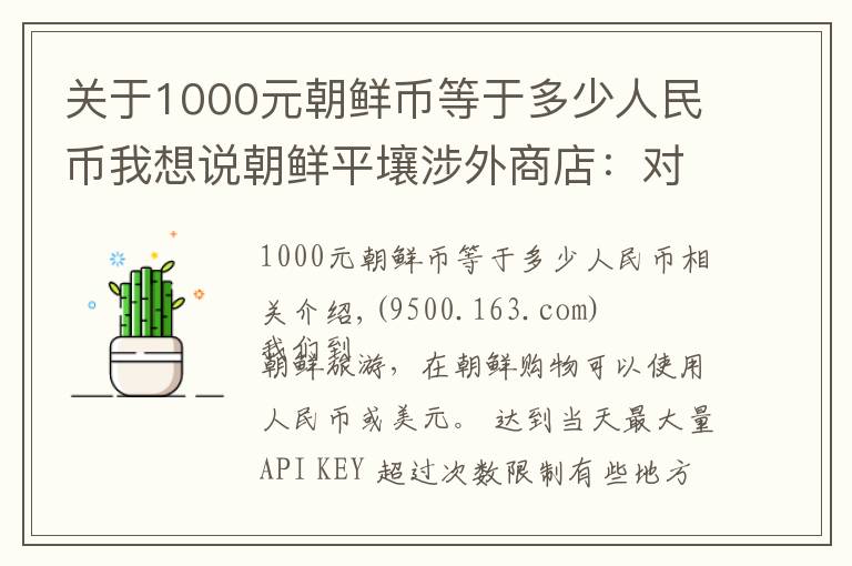 关于1000元朝鲜币等于多少人民币我想说朝鲜平壤涉外商店:对中国游客只收人民币,可买回国有哪些商品?