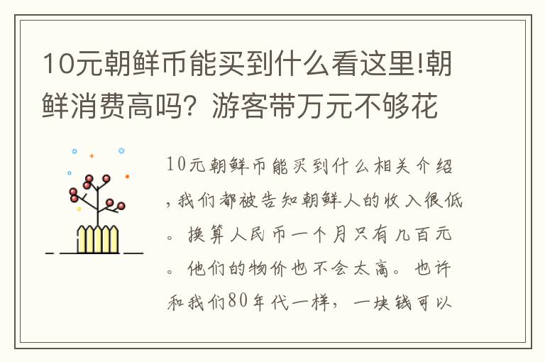 10元朝鲜币能买到什么看这里!朝鲜消费高吗?游客带万元不够花,当地百姓月挣300为何衣食无忧