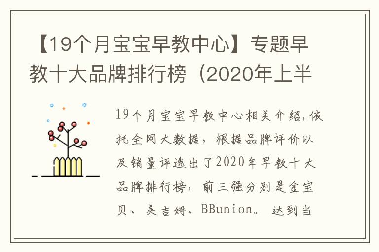 【19个月宝宝早教中心】专题早教十大品牌排行榜(2020年上半年前三强)