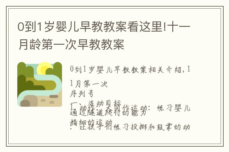 0到1岁婴儿早教教案看这里!十一月龄第一次早教教案
