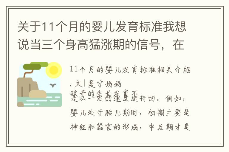 关于11个月的婴儿发育标准我想说当三个身高猛涨期的信号,在男孩身上显现时,家长记住“7做到”