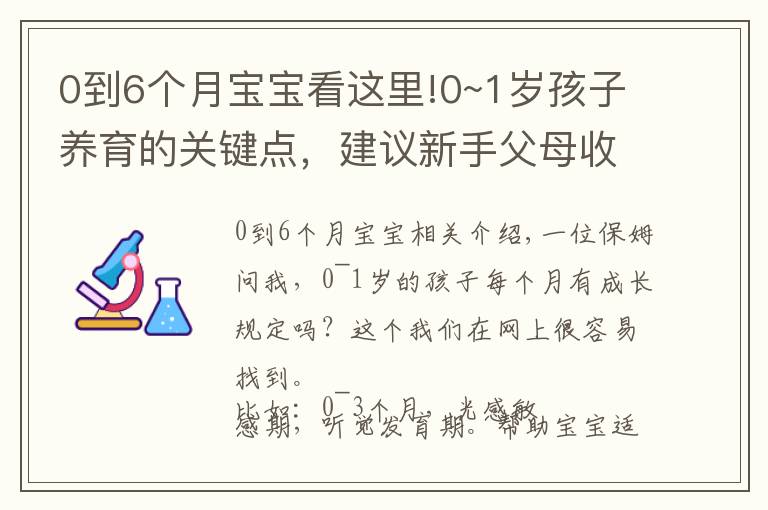 0到6个月宝宝看这里!0~1岁孩子养育的关键点，建议新手父母收藏