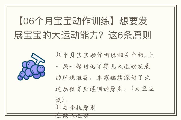【06个月宝宝动作训练】想要发展宝宝的大运动能力？这6条原则一定要遵循