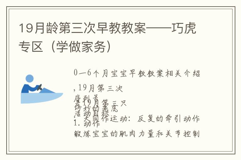 19月龄第三次早教教案——巧虎专区(学做家务)