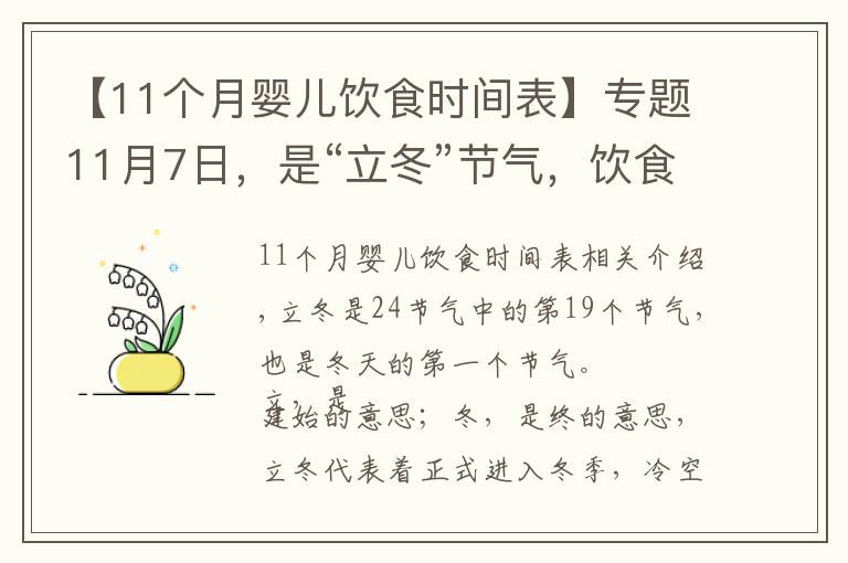 【11个月婴儿饮食时间表】专题11月7日,是“立冬”节气,饮食上应该吃什么?又该如何养生呢