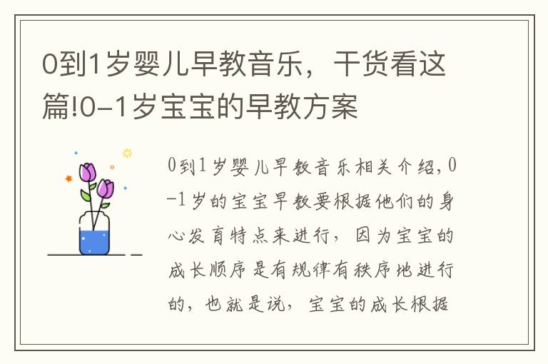 0到1岁婴儿早教音乐,干货看这篇!0-1岁宝宝的早教方案