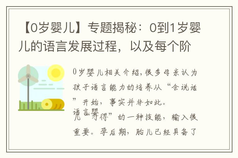 【0岁婴儿】专题揭秘:0到1岁婴儿的语言发展过程,以及每个阶段培养的重点