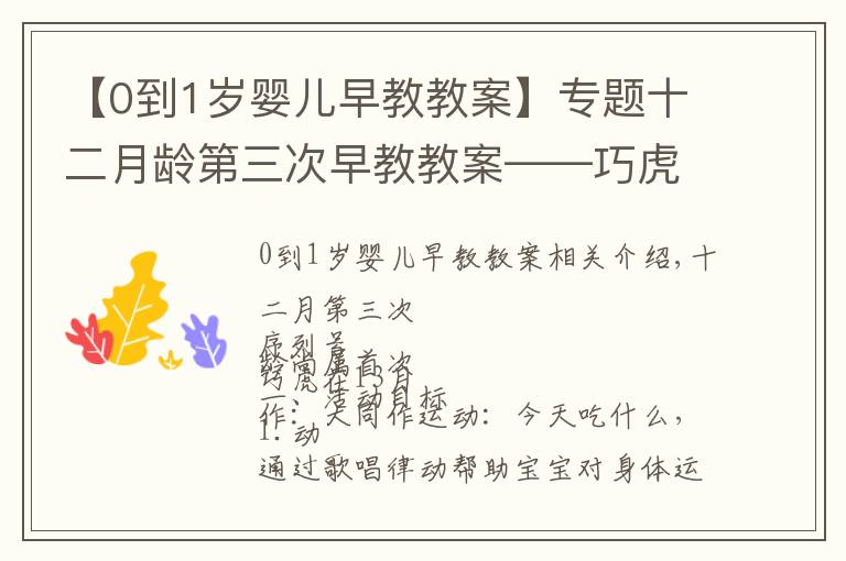 【0到1岁婴儿早教教案】专题十二月龄第三次早教教案——巧虎专区
