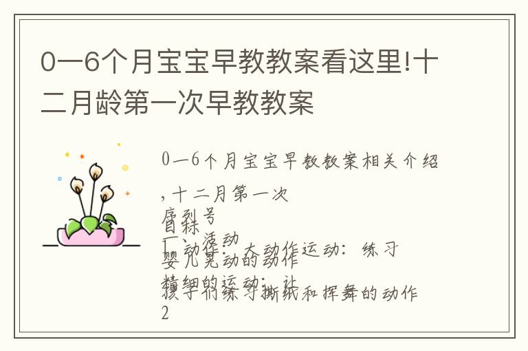 0一6个月宝宝早教教案看这里!十二月龄第一次早教教案
