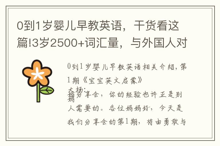 0到1岁婴儿早教英语,干货看这篇!3岁2500+词汇量,与外国人对话无压力,我是怎么给宝宝英语启蒙的