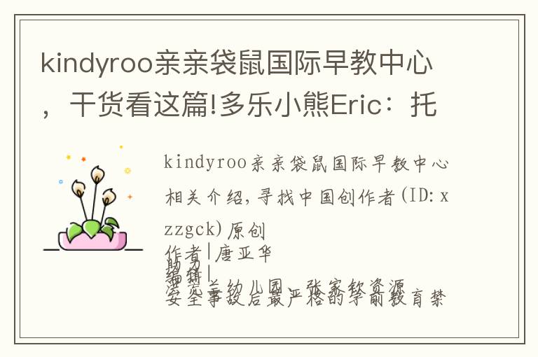 kindyroo亲亲袋鼠国际早教中心,干货看这篇!多乐小熊Eric:托育行业连锁发展的秘诀是专业和安全