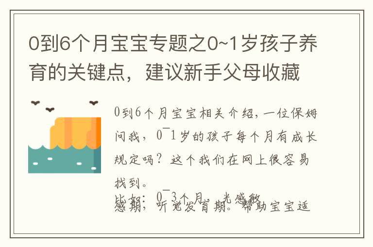 0到6个月宝宝专题之0~1岁孩子养育的关键点,建议新手父母收藏