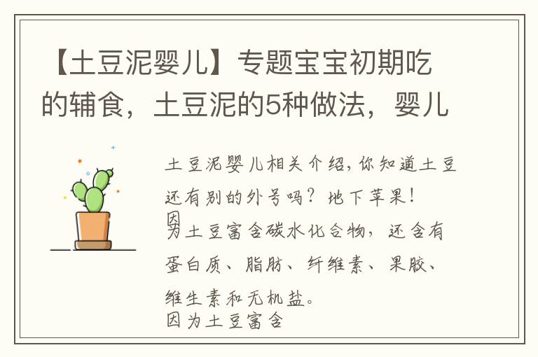【土豆泥婴儿】专题宝宝初期吃的辅食，土豆泥的5种做法，婴儿辅食期必备