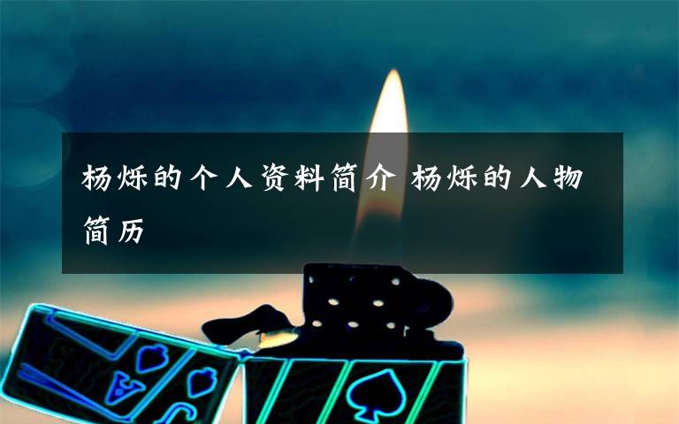 杨烁的个人资料简介 杨烁的人物简历