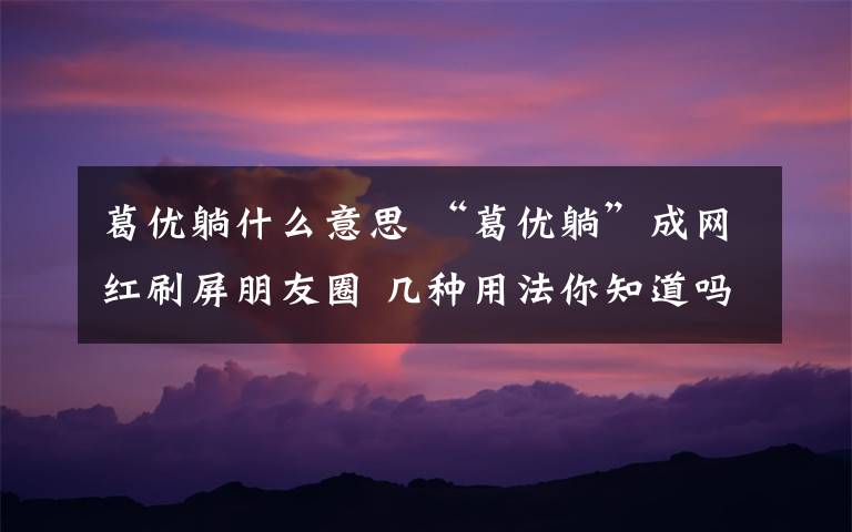 葛优躺什么意思 “葛优躺”成网红刷屏朋友圈 几种用法你知道吗?