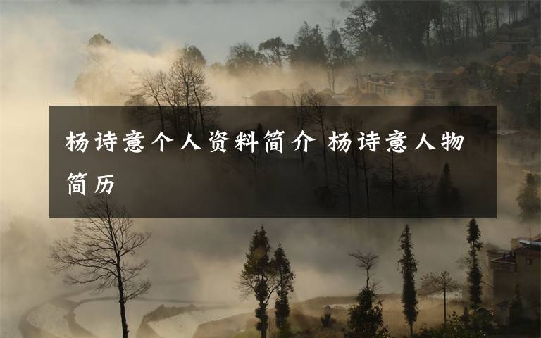 杨诗意个人资料简介 杨诗意人物简历