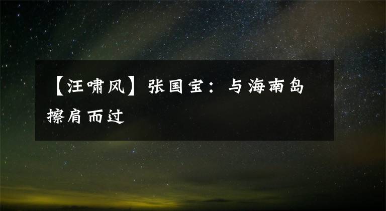 【汪啸风】张国宝:与海南岛擦肩而过