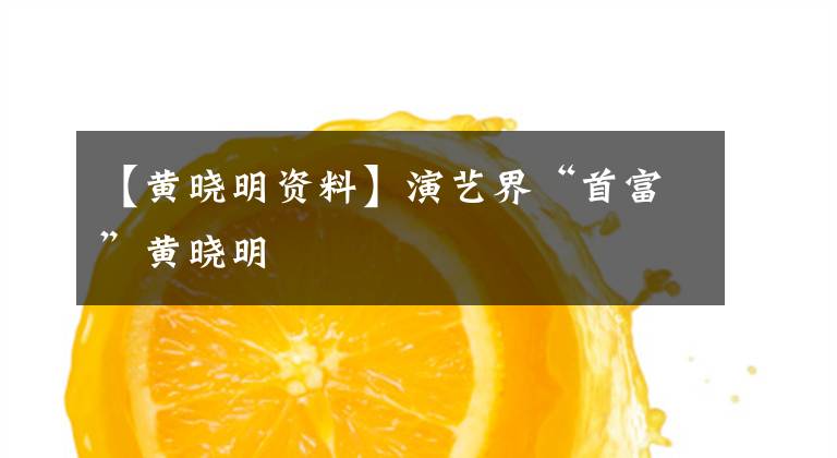 【黄晓明资料】演艺界“首富”黄晓明