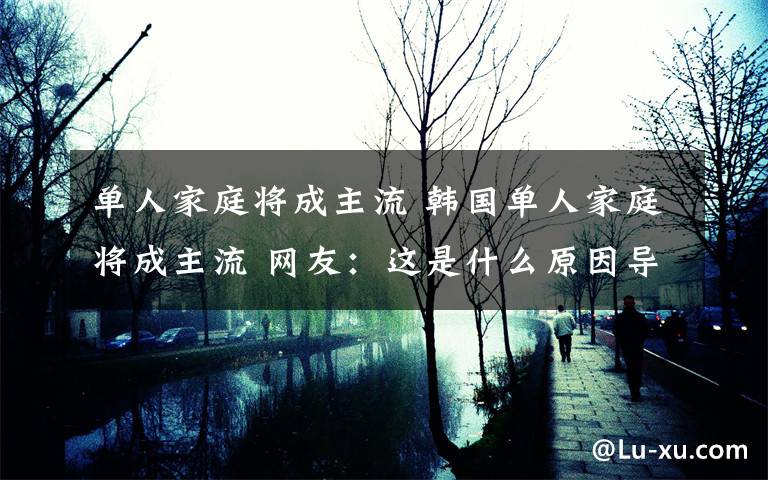 单人家庭将成主流 韩国单人家庭将成主流 网友:这是什么原因导致的?