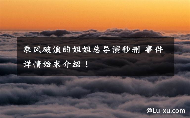 乘风破浪的姐姐总导演秒删 事件详情始末介绍!