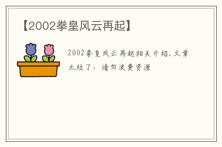 【2002拳皇风云再起】
