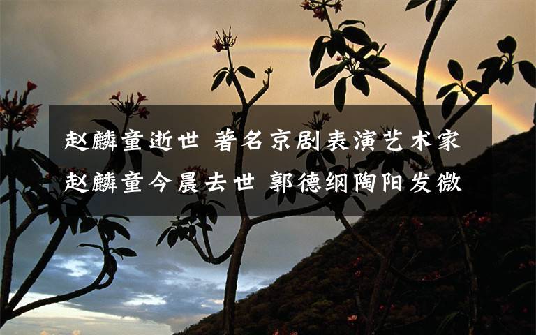 赵麟童逝世 著名京剧表演艺术家赵麟童今晨去世 郭德纲陶阳发微博悼念